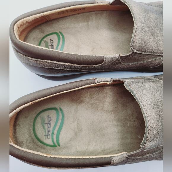 DANSKO Kim Distressed Brown Leather Slip On Clogs Slip Resistant Soles Size 38 - Picture 12 of 12